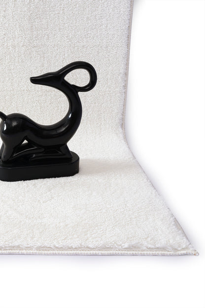 Krem Yumuşak  Kaymaz Özel Taban Peluş Halı Yolluk