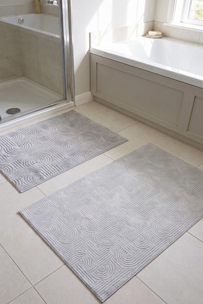 Premium Seri Özel Kaymaz Taban Banyo Paspası 2'li Set 50x60 ve 60x100