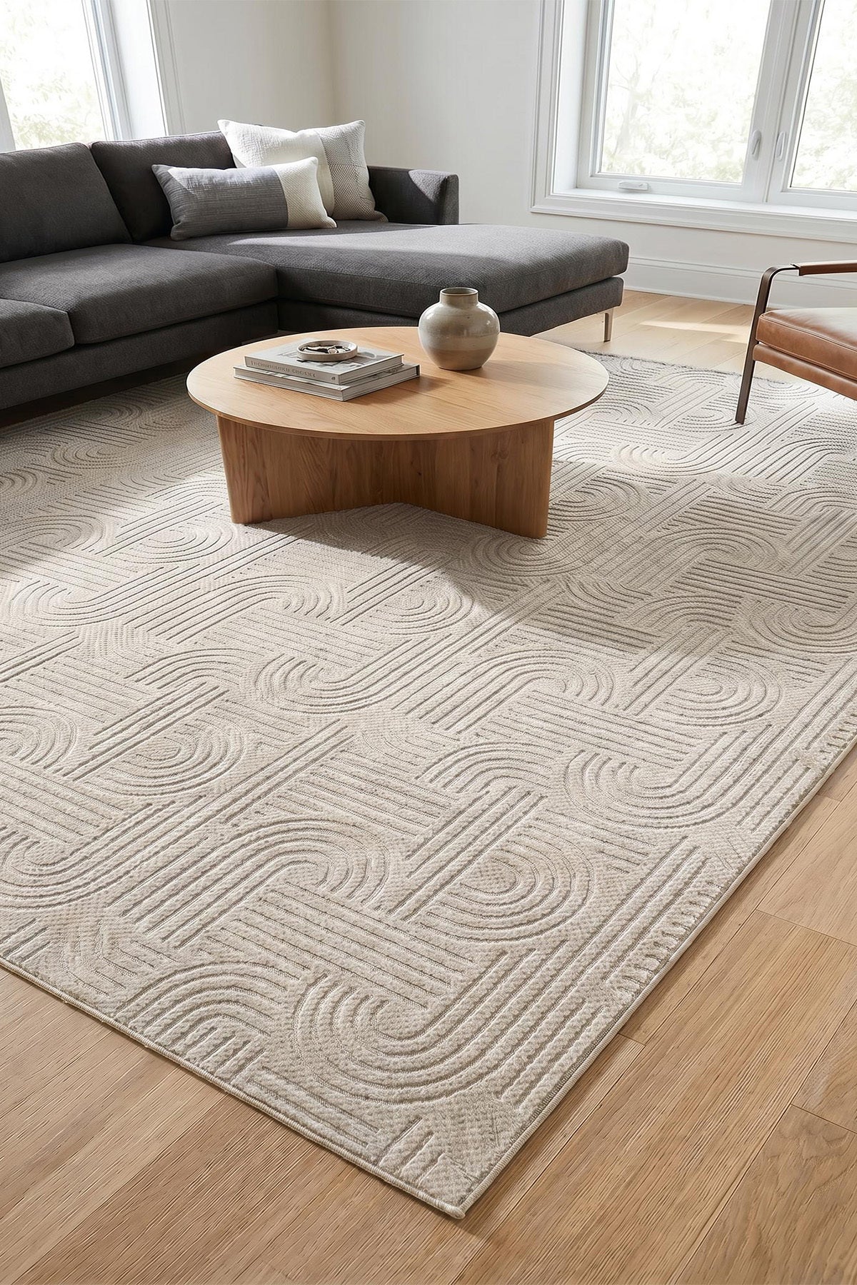 Bohem Kilim Yıkanabilir Leke Tutmaz Modern Sisal Bej Özel Seri Kaymaz Taban Halı Yolluk