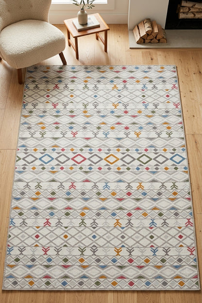 Renkli Kilim Modern Yıkanabilir Kaymaz Taban Yıkanabilir Halı RCMULTI_KLM_003