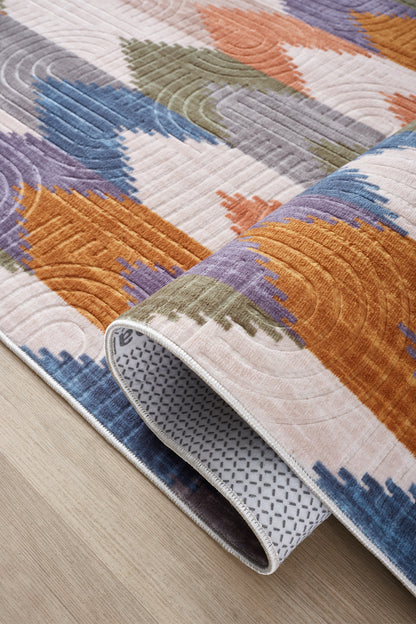 Oval Bohem Yıkanabilir Leke Tutmaz Modern Multi Renkli Özel Seri Kaymaz Taban Halı Kilim Yolluk RCMULTI_KLM_YENIMDL_ELIPS_001
