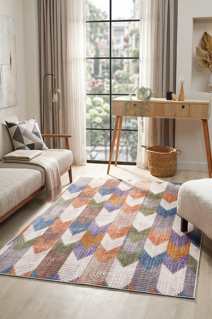 Bohem Yıkanabilir Leke Tutmaz Modern Multi Renkli Özel Seri Kaymaz Taban Halı Kilim Yolluk RCMULTI_KLM_001