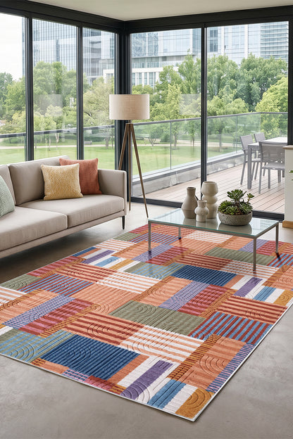 Modern Multi Seri Bohem Desen Yıkanabilir Kaymaz Taban Leke Tutmaz Halı Kilim Yolluk RCMULTI_002