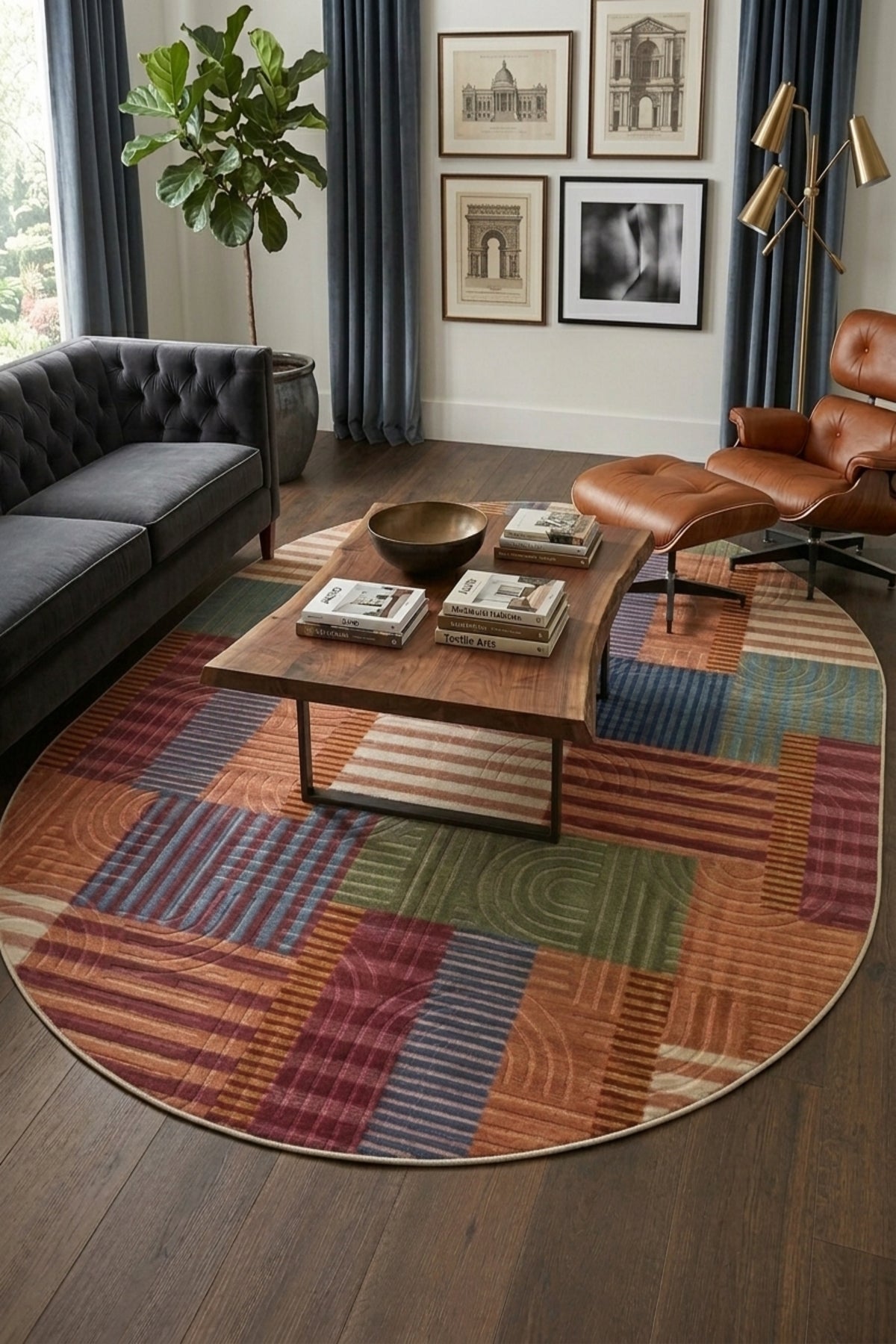 Oval Modern Multi Seri Bohem Desen Yıkanabilir Kaymaz Taban Leke Tutmaz Halı Kilim Yolluk RCMULTI_YENIMODELELIPS_002