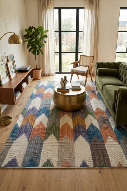 Bohem Yıkanabilir Leke Tutmaz Modern Multi Renkli Özel Seri Kaymaz Taban Halı Kilim Yolluk RCMULTI_KLM_001