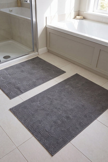 Premium Seri Özel Kaymaz Taban Banyo Paspası 2'li Set 50x60 ve 60x100
