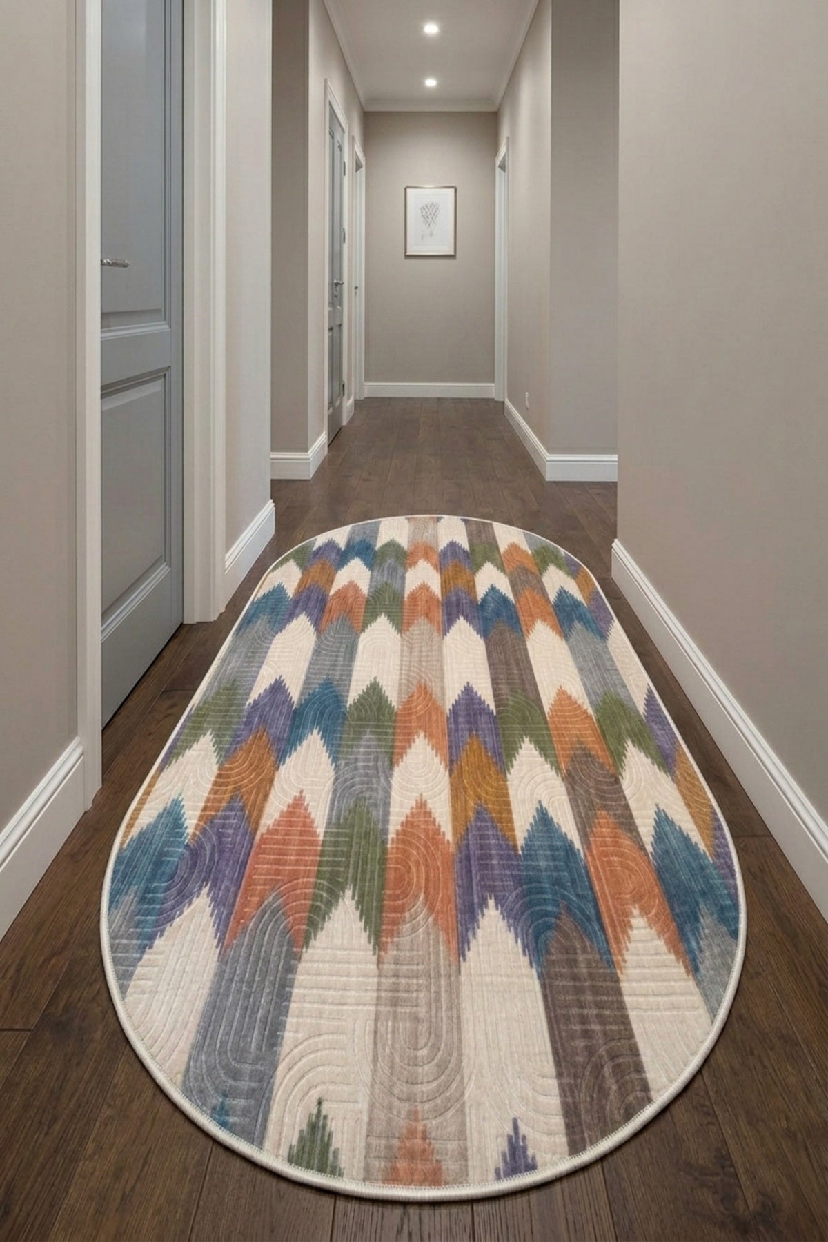Oval Bohem Yıkanabilir Leke Tutmaz Modern Multi Çok Renkli Özel Seri Kaymaz Taban Yolluk RCMULTI_YLLK_YENIMODELELIPS_001