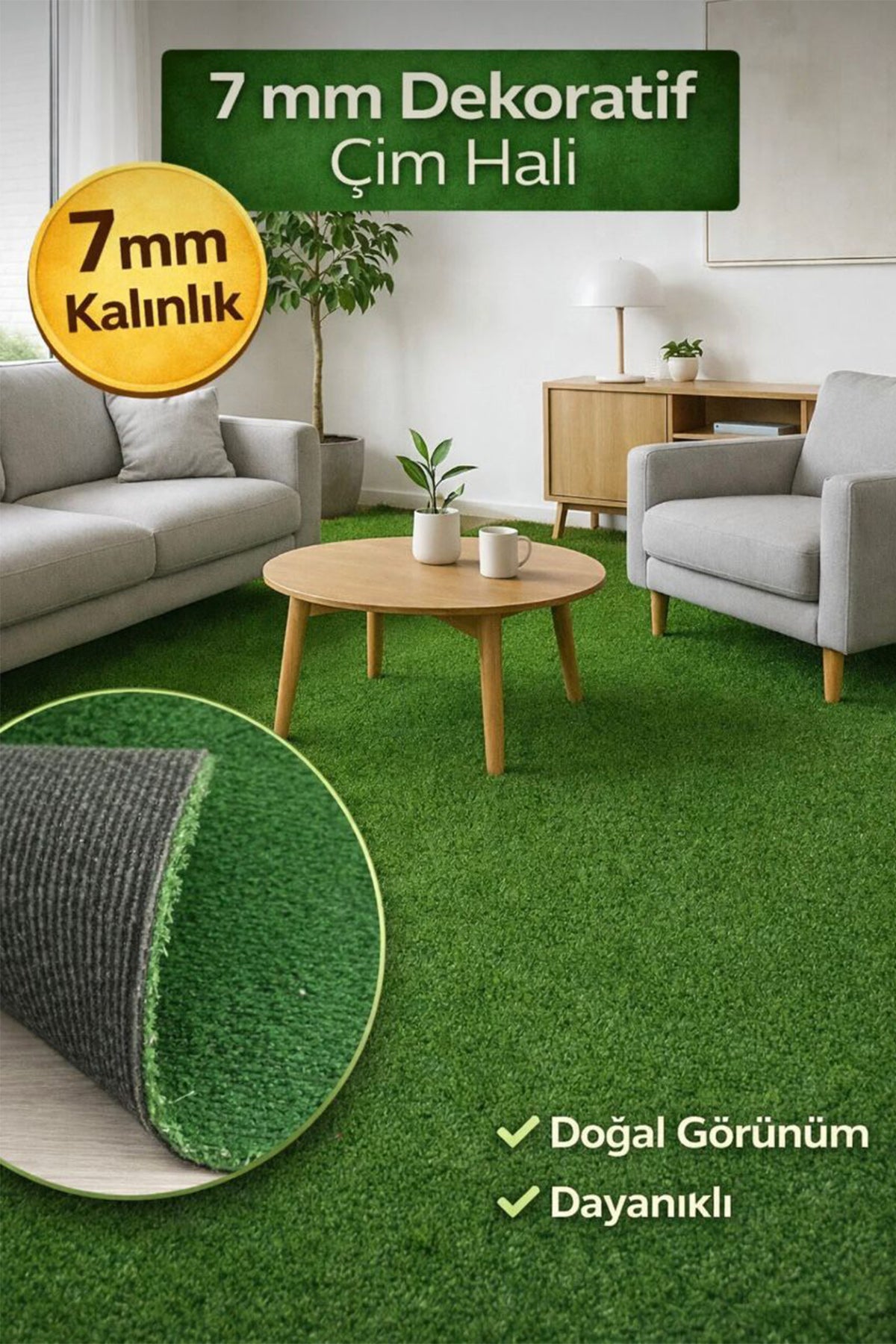 Dekoratif Suni Balkon Halısı Bahçe Halısı Çim Halı Yazlık Kilim Yolluk RC_CIMHALI