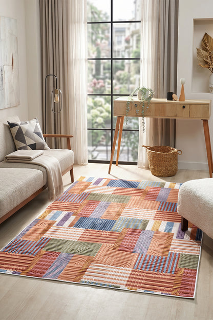 Bohem Yıkanabilir Leke Tutmaz Modern Multi Renkli Özel Seri Kaymaz Taban Halı Kilim Yolluk RCMULTI_KLM_002