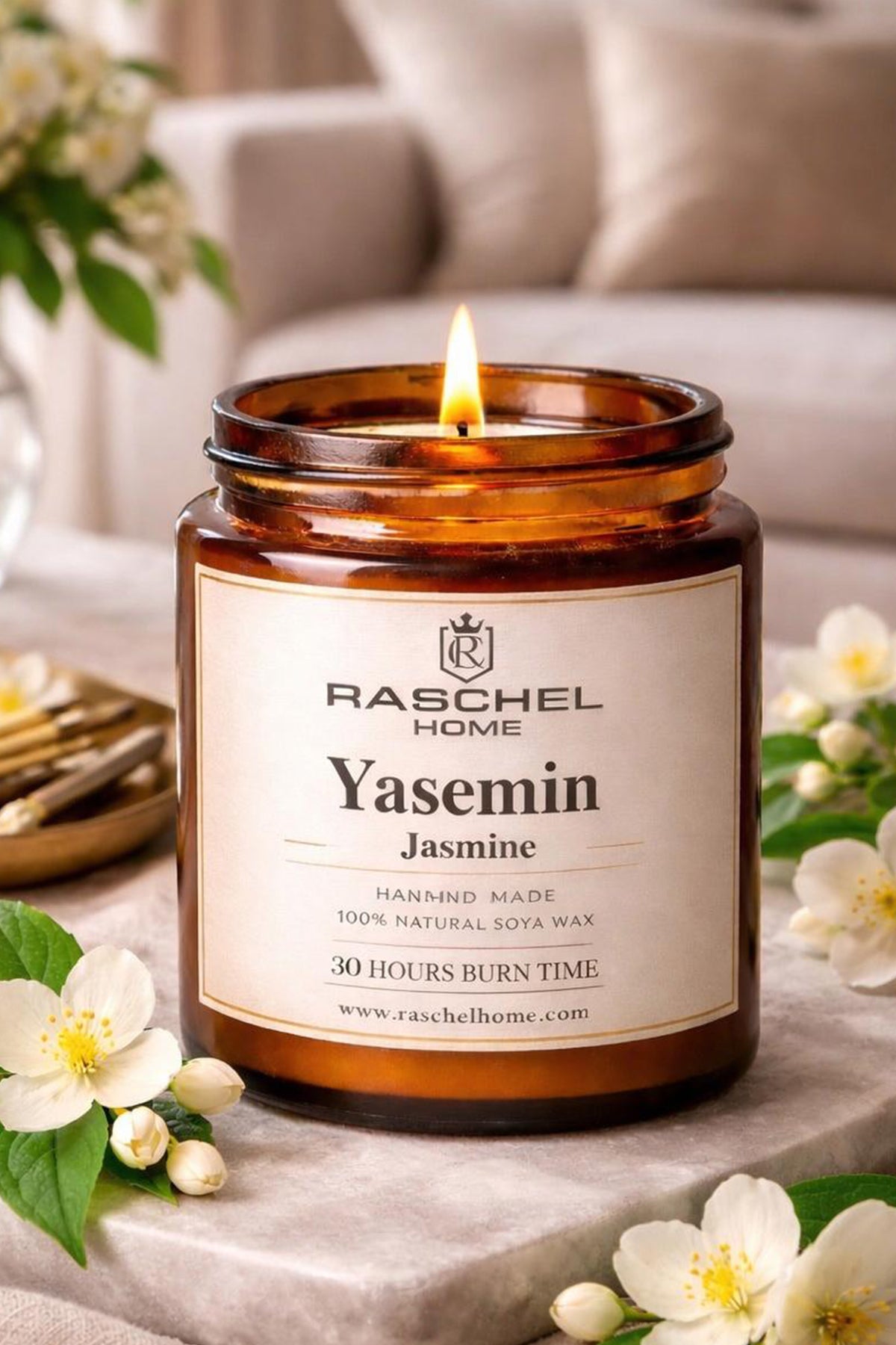 %100 Doğal Dekoratif Premium Extra Yoğun Esans Kokulu 170 cc Kavanoz Mum 30 Saat Yanma