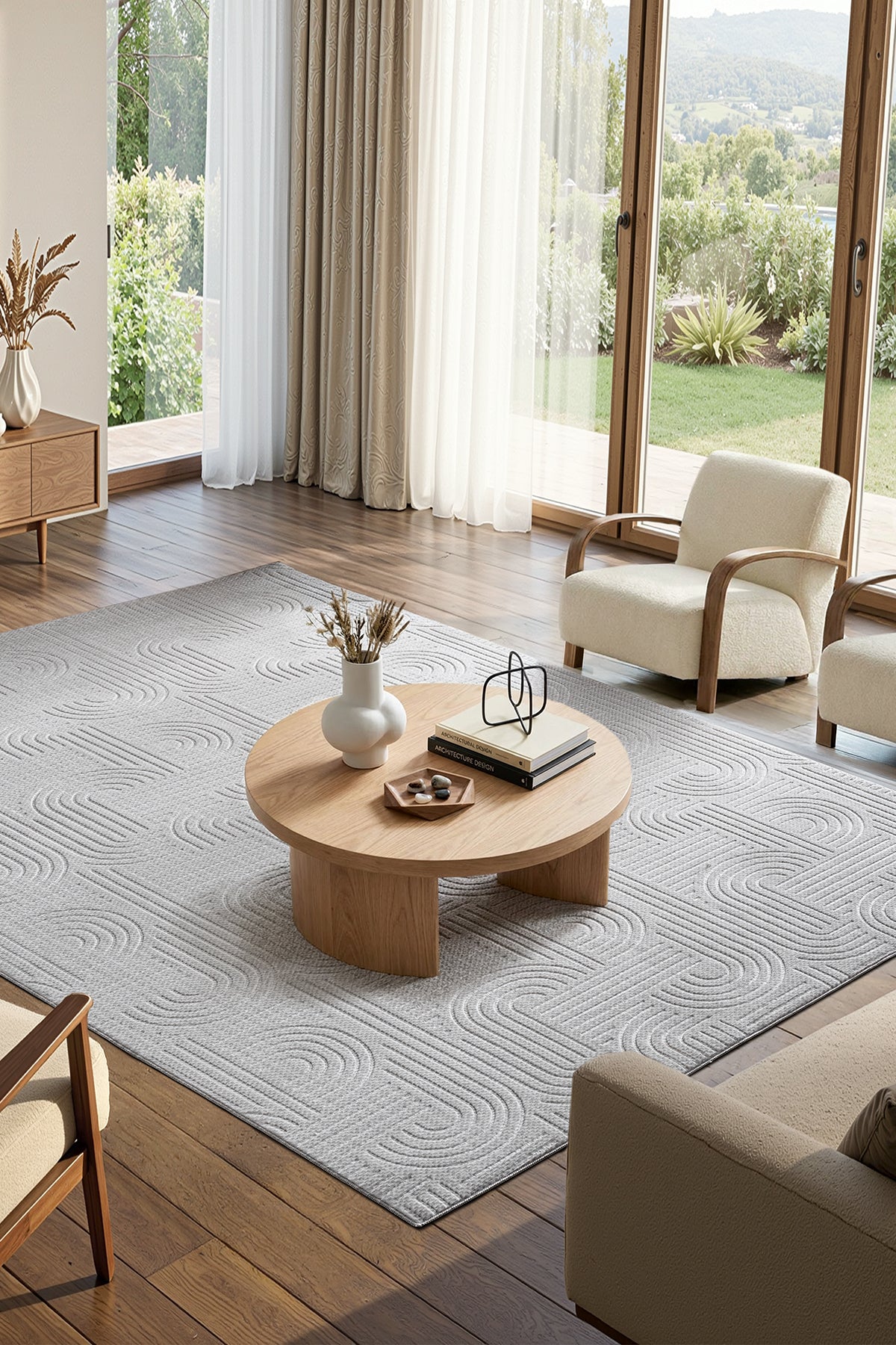 Premium Bohem Yıkanabilir Leke Tutmaz Modern Sisal Açık Gri Özel Seri Kaymaz Taban Halı Yolluk