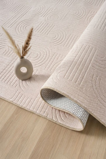 Bohem Mutfak Halısı Yıkanabilir Leke Tutmaz Modern Sisal Bej Özel Seri Kaymaz Taban Halı Yolluk