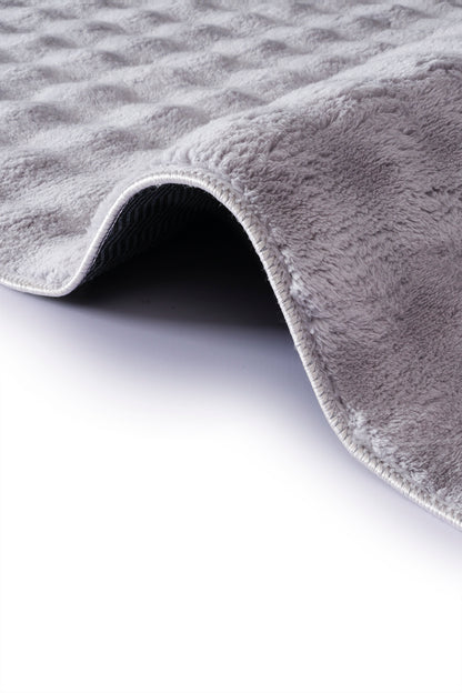Gümüş Yumuşak Bubble Kaymaz Özel Taban Peluş Halı Yolluk