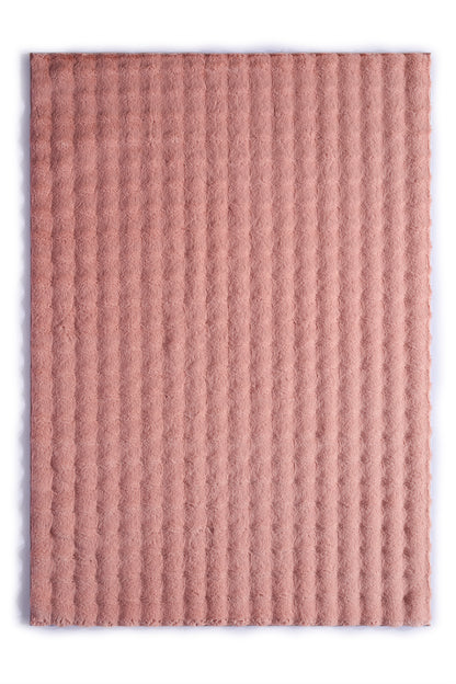 Rose Tavşan Tüyü Yumuşak Bubble Kaymaz Özel Taban Peluş Halı Yolluk