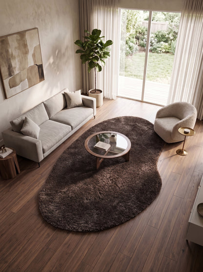 Natural Serisi Kahverengi Yoğun Dokulu Polyester Pamuk Tabanlı Modern Halı Yolluk Oturma Odası Salon Halısı NTRL-01-2386