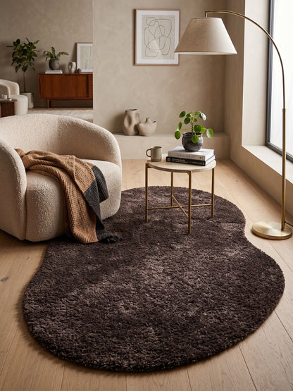Natural Serisi Kahverengi Yoğun Dokulu Polyester Pamuk Tabanlı Modern Halı Yolluk Oturma Odası Salon Halısı NTRL-01-2386