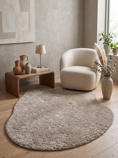 Natural Serisi Bej Yoğun Dokulu Polyester Pamuk Tabanlı Modern Halı Yolluk Oturma Odası Salon Halısı NTRL-01-2408
