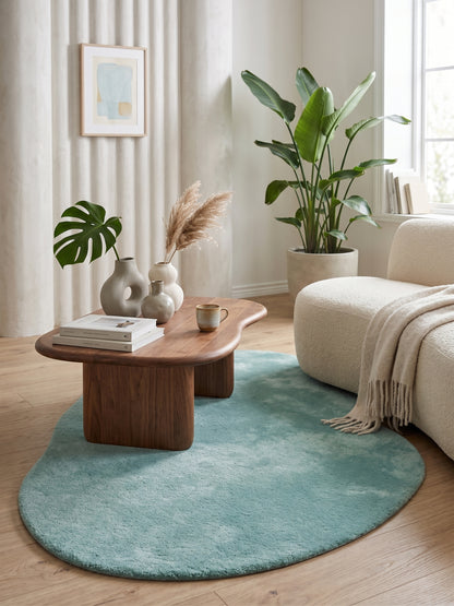 Natural Serisi Yeşil Yoğun Dokulu Polyester Pamuk Tabanlı Modern Halı Yolluk Oturma Odası Salon Halısı NTRL-01-8880