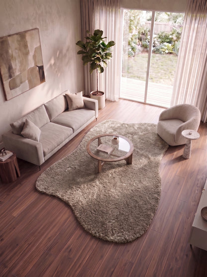 Natural Serisi Bej Yoğun Dokulu Polyester Pamuk Tabanlı Modern Halı Yolluk Oturma Odası Salon Halısı NTRL-02-2408