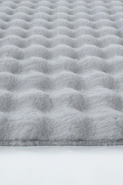 Açık Gri Yumuşak Bubble Kaymaz Özel Taban Oval Peluş Halı Yolluk