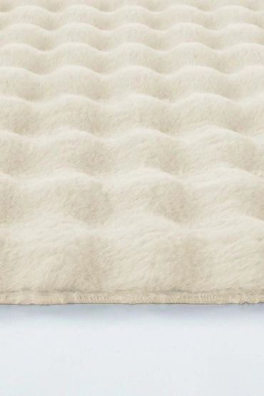 Krem Yumuşak Bubble Kaymaz Özel Taban Oval Peluş Halı Yolluk