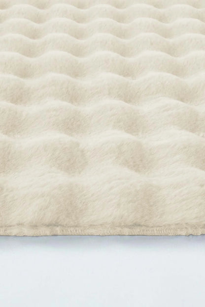 Krem Yumuşak Bubble Kaymaz Özel Taban Oval Peluş Halı Yolluk