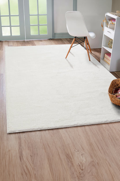 Krem Yumuşak  Kaymaz Özel Taban Peluş Halı Yolluk